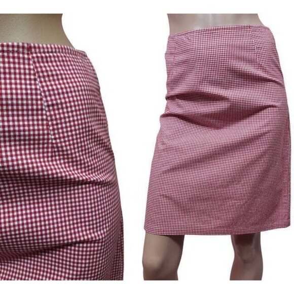 Vintage 90s Red White Gingham Check Skirt Size 2 Coquette - Picture 1 of 6